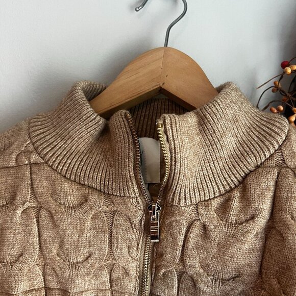 Joie Womens Quilted Knit Puffer Bomber Cable Knit Jacket Full Zip Size MEDIUM in - Picture 2 of 12